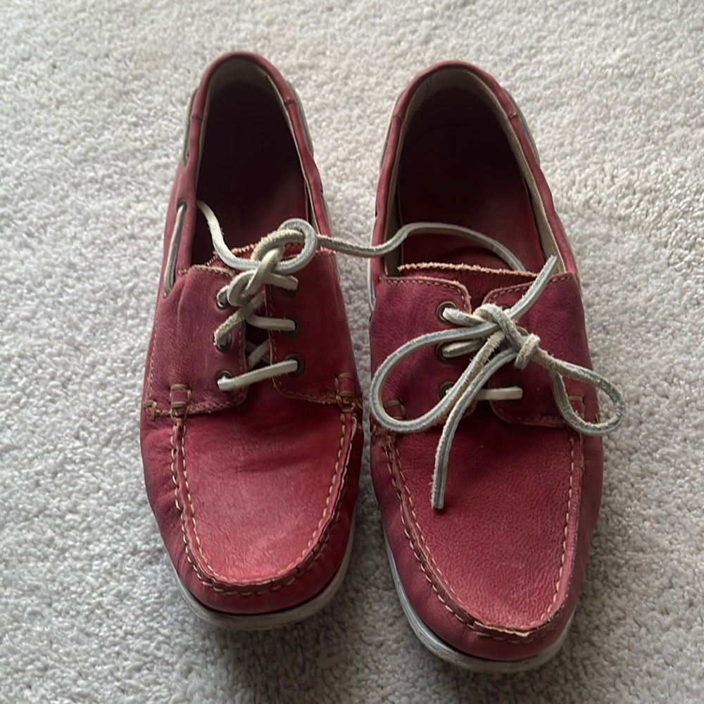 Pink suede Cole Haan boat shoes size 9